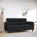 VidaXL Canapea cu 2 locuri, negru, 140 cm, piele ecologică