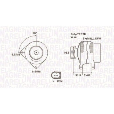 Alternator Vw Multivan T5 (7hm, Touareg (7la, Transporter T5 Box (7ha, Transporter T5 Bus (7hb, Transporter T5 (7jd, 2.5 TDi, 2.5 TDI 4motion, 2.5 R5 foto