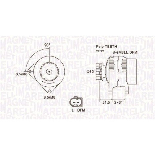 Alternator Vw Multivan T5 (7hm, Touareg (7la, Transporter T5 Box (7ha, Transporter T5 Bus (7hb, Transporter T5 (7jd, 2.5 TDi, 2.5 TDI 4motion, 2.5 R5