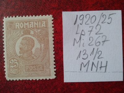 1920- Romania- Ferd. b. mic Mi267-brun-MNH foto