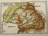 1935 Harta Transilvania cu Crisana si Maramures / Romania interbelica / munti dealuri ses / geografie fizica cromolitografie