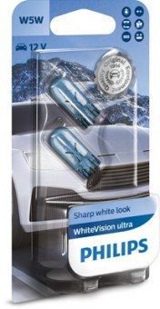 SET 2 BECURI FARA SOCLU W5W 12V (blister) WHITE VISION ULTRA PHILIPS foto