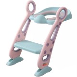 Reductor WC pentru Copii cu Scarita, Linomag&reg;, Plabil, Reglabil pe Inaltime, Colac Moale, 42.6 x 55 x 41.5 cm, Rose / Teal
