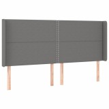 Cumpara ieftin Tablie de pat cu aripioare gri inchis 183x16x118/128 cm textil