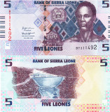 Bancnota Sierra Leone 5 Leones P-New 2022 UNC
