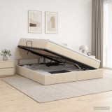 Cumpara ieftin Pat cu LED si saltea Crem 180 x 200 cm Tesatura
