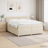 Cumpara ieftin Pat boxspring cu saltea cu benzi LED Crem 160 x 200 cm Tesatura