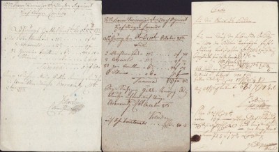 A327 Lot de 3 chitanțe olografe emise la Cernăuți cu cheltuieli ale Regimentului kk 8 Husari Kienmayer, 1823 foto