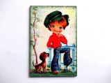 magnet frigider cu baietel si catelus 36337
