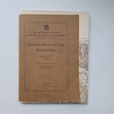 Carte + Harta rara de colectie: DOGNACSKA-GATTAJA KORNYEKE / DOGNECEA-BOCSA-GATAIA, Timis Caras Banat, litografiata color 60 x 90 cm, Budapesta, 1911