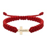 Bratara personalizata snur impletit cruciulita si nume gravat din argint 925 placat cu aur roz