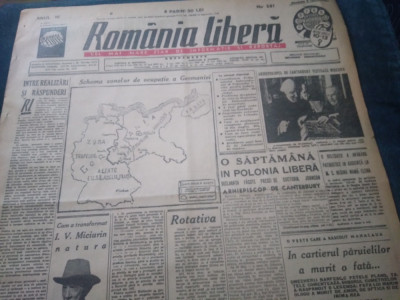 ZIARUL ROMANIA LIBERA 9 IUNIE 1945 SCHEMA ZONELOR DE OCUPATIE A GERMANIEI foto