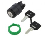 Comutator rotativ cu cheie 22mm negru 2 poziții ZB5AG08