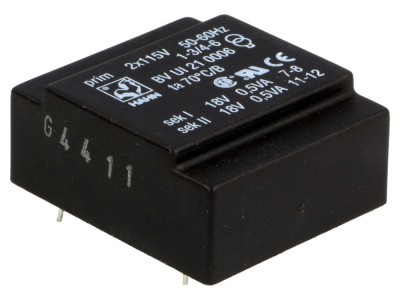 Transformator &amp;Icirc;ncapsulat 1VA 18V 27mA PCB foto