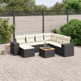 VidaXL Set mobilier de grădină cu perne, 8 piese, negru, poliratan