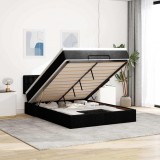 Gossi pat otoman cu saltea si led-uri negru 140x190 cm tesatura
