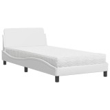 Cumpara ieftin Pat cu saltea, Dover, alb, 100x200 cm, piele ecologica