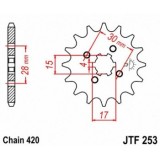 Pinion fata 13 dinti pas lant 420 &acirc; Honda Cub - MB - MBX - MT - MTX - NSR - Monkey 50-70-80-90cc - ANF Innova 125cc