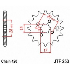 Pinion fata 15 dinti pas lant 420 &acirc; Honda Cub - MB - MBX - MT - MTX - NSR - Monkey 50-70-80-90cc - ANF Innova 125cc