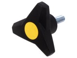 Buton de reglare ELESA+GANTER &Oslash;63mm, filet M8x25mm, Tehnopolimer PA, Carcasa Negru, Capac Galben