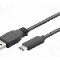 Cablu USB A mufa, USB C mufa, USB 3.0, lungime 1m, negru, Goobay - 67890