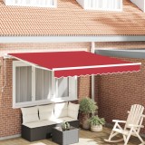 Marchiza Retractabila Manuala VidaXL, 3x2.5m, Poliester Rosu, Protectie UV, Impermeabila, Montaj Facil, Balcon/Terasa