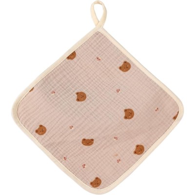 Prosop Absorbant, Cyrax, din Bumbac, 25 x 25 cm, Model Ursuleti, cu Agatatoare, Crem foto