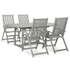 Gossi set mobilier de gradina, 5 piese, gri, lemn masiv de acacia