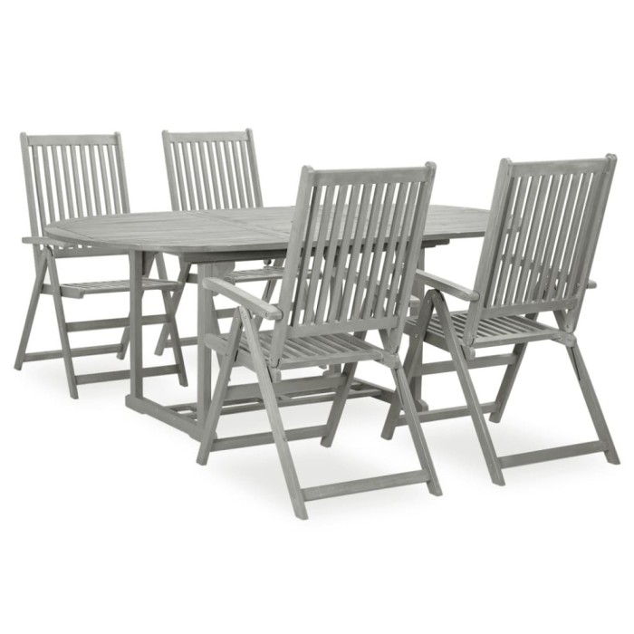 Gossi set mobilier de gradina, 5 piese, gri, lemn masiv de acacia