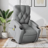 vidaXL Fotoliu electric masaj rabatabil cu ridicare, gri &icirc;nchis textil