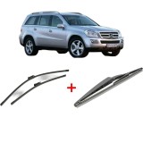 Cumpara ieftin Set 3 stergatoare MERCEDES-BENZ GL-CLASS (X164) din 2006 - 2012, pentru parbriz si luneta fata si spate auto, Bosch Twin, din cauciuc siliconat rezist