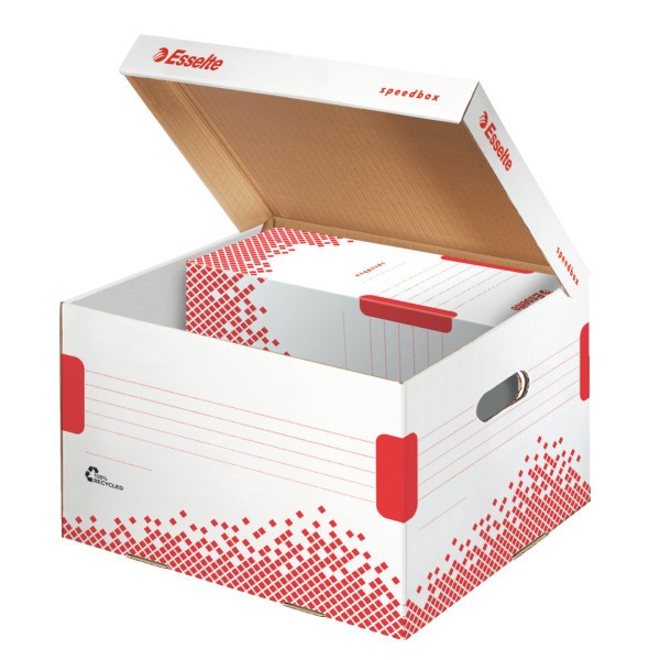 Container arhivare carton ondulat Esselte Speedbox M cu capac integrat