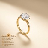 Inel Diamant Majestic , zirconia 1 cm, placat cu aur 14K