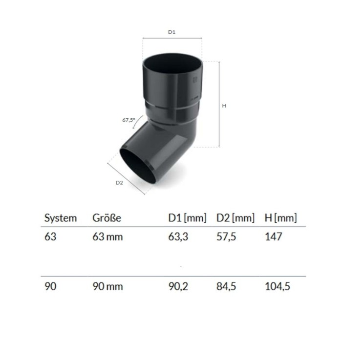 Bogen 67,5&deg; graphit System 63