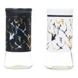 Set recipiente pentru sare si piper, Pufo Ellegant, 11 cm, alb/ negru