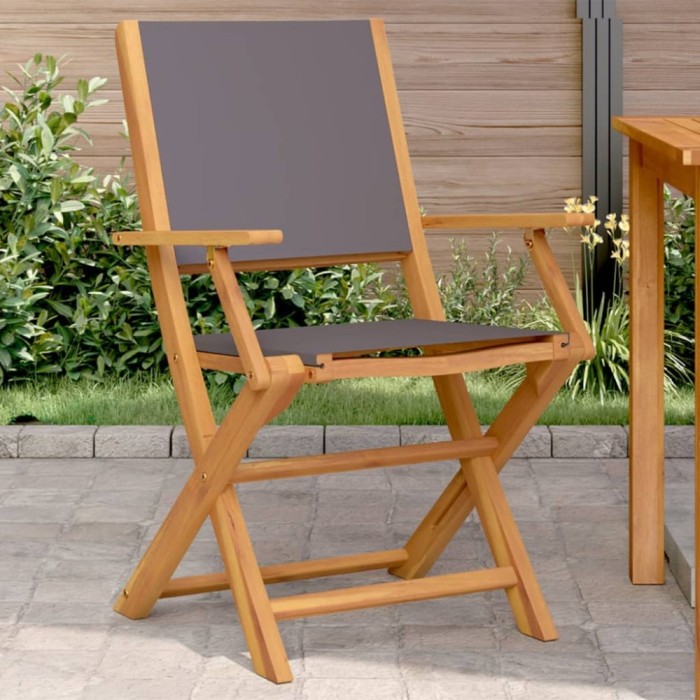 Gossi scaune de gradina 2 buc., antracit, lemn masiv acacia si textil