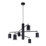 Candelabru Lemmi Negru Oțel 6 Becuri Tub Modern De Interior