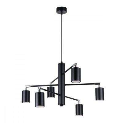 Candelabru Lemmi Negru Oțel 6 Becuri Tub Modern De Interior foto
