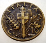 1.618 ITALIA WWII VITTORIO EMANUELE III 10 CENTESIMI 1940 R, Europa, Bronz-Aluminiu