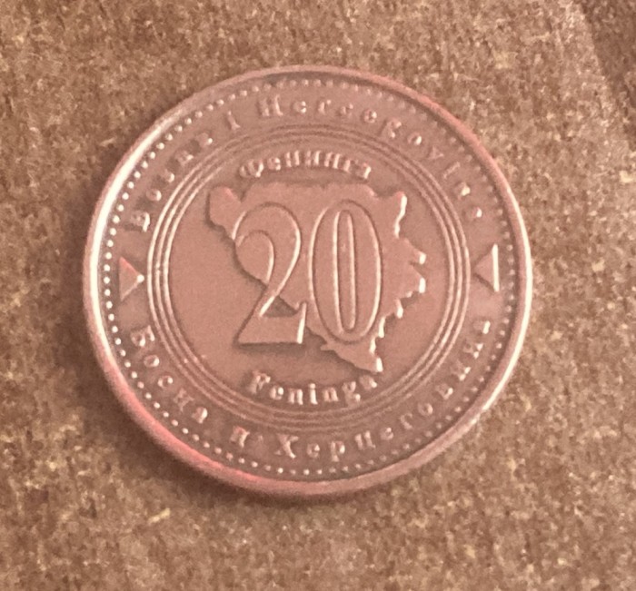 C50 - Moneda foarte veche - Bosnia si Hertegovina - 20 fening - 1998