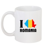 Cana alba personalizata &quot;I love Romania&quot;, INOVATIX&reg;. 330ml