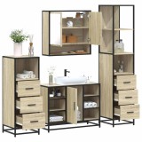 vidaXL Set de mobilier de baie din 4 piese din lemn de stejar Sonoma 3301301