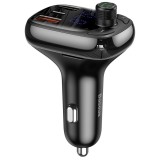 Modulator fm incarcare rapida, functie de incarcator auto 2x usb, tip-c, bluetooth mp3 player, led display , negru, Baseus