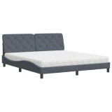 Cumpara ieftin Pat cu saltea, gri inchis, 180x200 cm, catifea