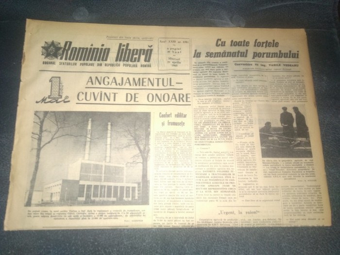ZIARUL ROMANIA LIBERA 21 APRILIE 1965