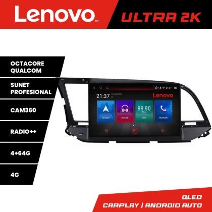 Navigatie Hyundai Elantra 2015-2018 Lenovo Kit-581 8 core QLED Qualcomm 4+64 360 Android Waze USB Navigatie Internet Youtube Radio CarStore Technology