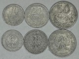 POLONIA Lot / 3buc - 10 + 20 + 50 Groszy 1972