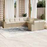 vidaXL Set canapele de grădină cu perne, 10 piese, bej, poliratan 3255445