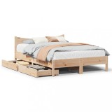 vidaXL Cadru pat cu sertare, 140x200 cm, lemn masiv pin