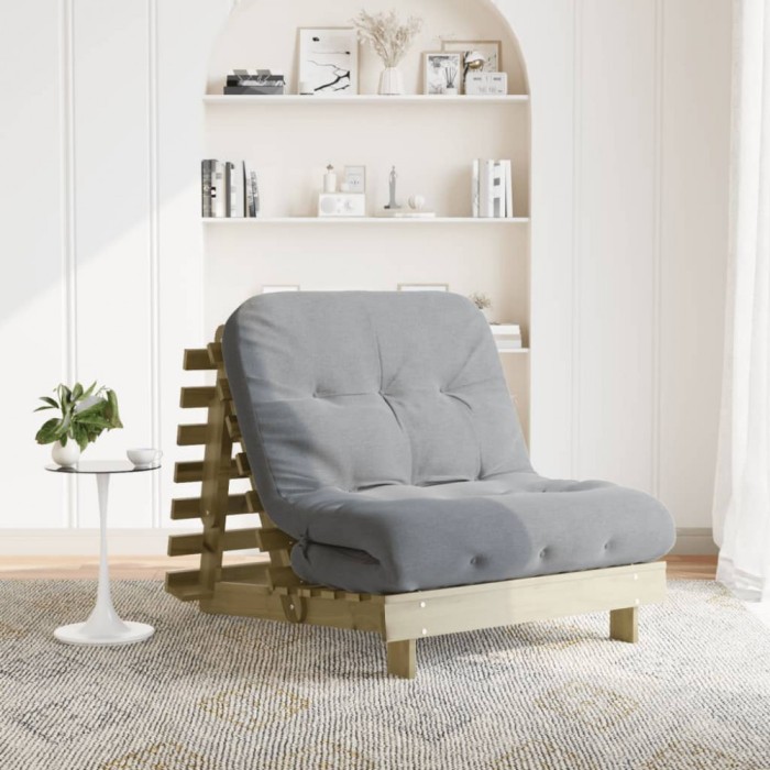 vidaXL Canapea futon cu saltea, 90x206x11 cm, lemn de pin tratat 846765